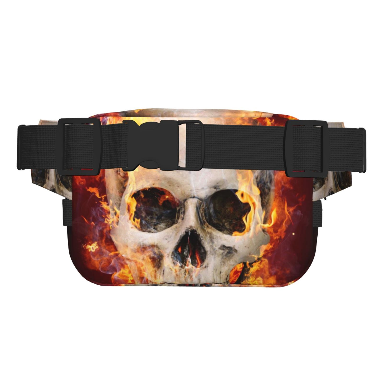 Picia Satanic Skull Print Square Double-Layer Waist Bag Mini Adjustable Waist Belt Bag Exercise Running Travel Hiking