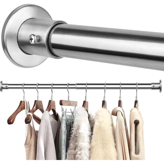 Closet Rods For Hanging Clothes, 17-40 Inch Adjustable Closet Rod, Stainless Steel Heavy Duty Closet Hanging Rod-Silver