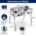 thumbnail image 5 of Stainless Steel Double Burner Propane Stove Burners 150,000 BTU/H - Great For Outdoor Cooking Camping and Gatherings, 5 of 5