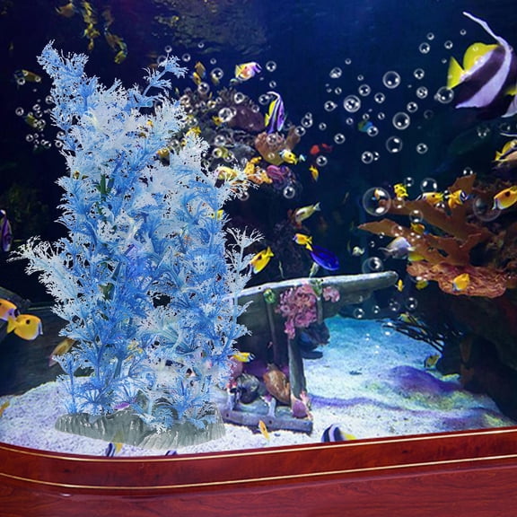 HEANUJJ tall blue fish tank plants Plastic Blue Aquarium Decor Safe for Fish 1Pcs