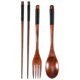thumbnail image 1 of Wooden Flatware Set, Wooden Portable Set Chopsticks Spoon Fork Tableware Dinnerware with Black Twining Thread, 1 of 5