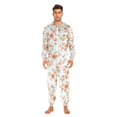 thumbnail image 3 of FORMRS Onesies Pajama for Adults Unisex Hoodie Winter Jumpsuit One Piece Sleepwear, Sizes S-2XL, Orange Floral Blooms, 3 of 7