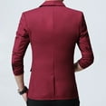 thumbnail image 2 of Lu's Chic Men's Single Breasted Sport Coat Slim Fit Blazer Jacket Business Casual Suit Separate Burgundy1 40, 2 of 2