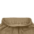 thumbnail image 3 of CBASIHI Womens Cotton Linen Capris with Pockets- Baggy Elastic Waist Drawstring Casual Summer Wide Leg Beach Pants Khaki Size XL, 3 of 7