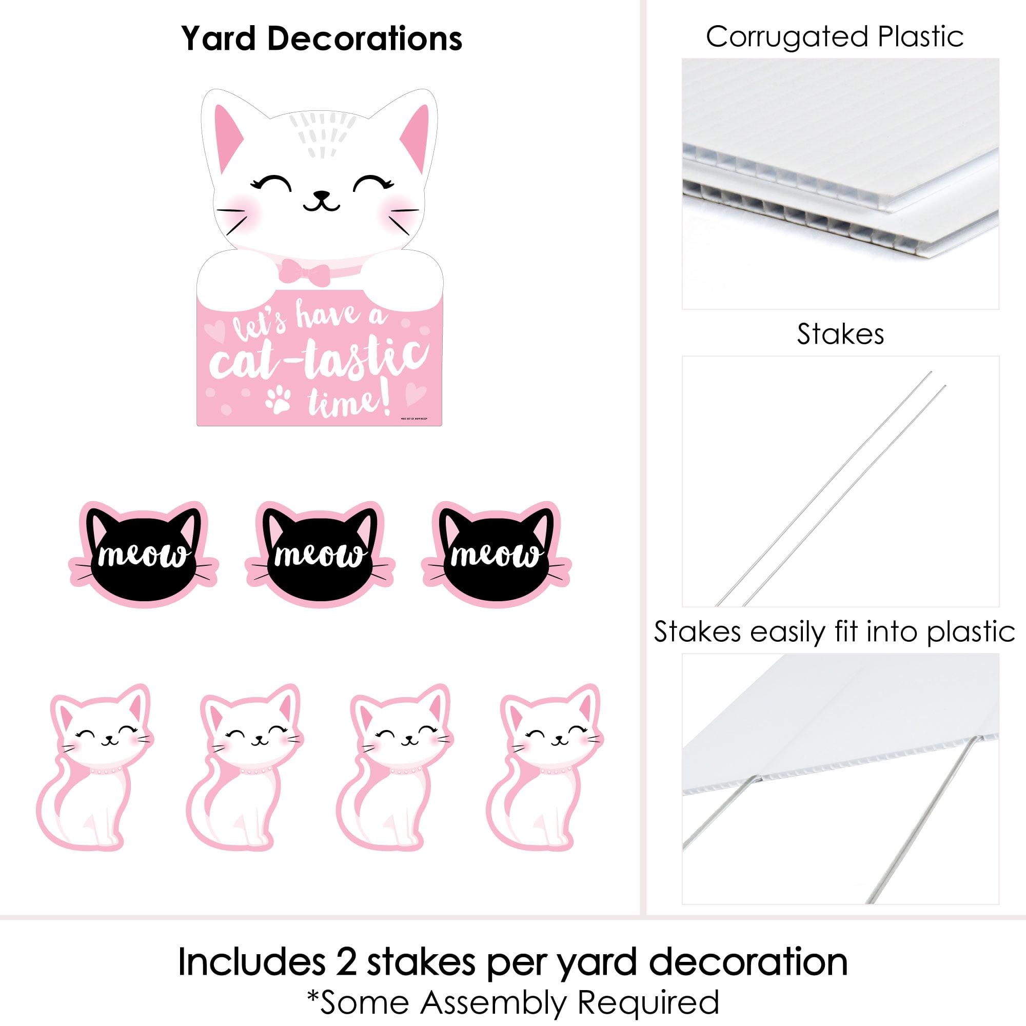 Big Dot of Happiness Purr-fect Kitty Cat - Yard Sign and Outdoor Lawn Decorations - Kitten Meow Baby Shower or Birthday Party Yard Signs - Set of 8