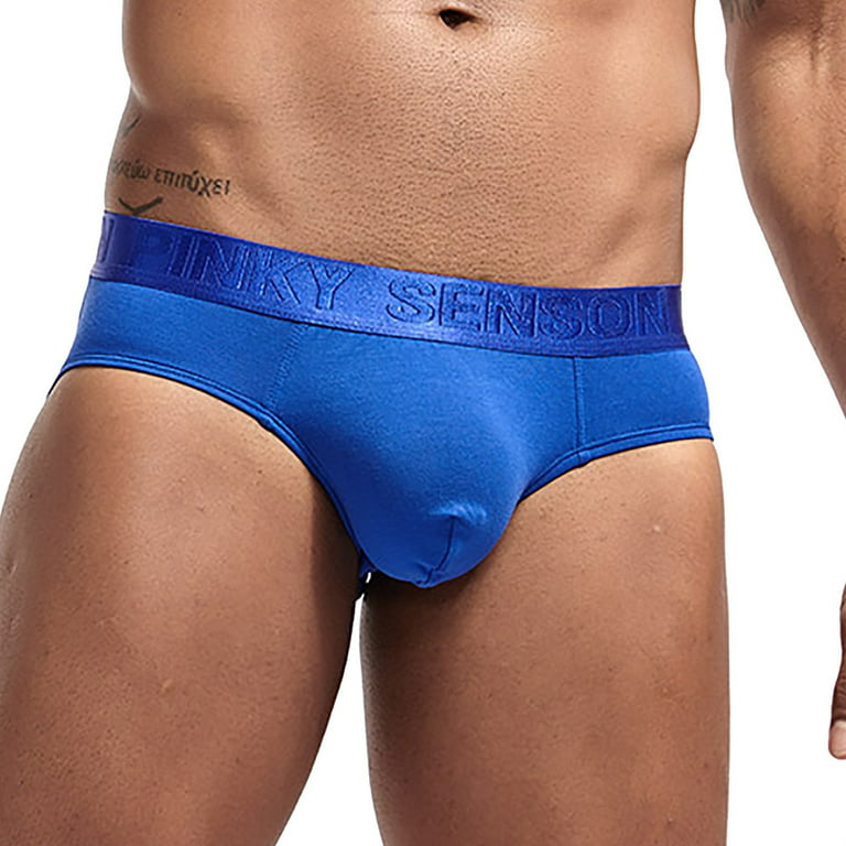 zuwimk Mens Briefs,Men's Dual Pouch Underwear Classic Fit Comfy Soft Cotton  Briefs Blue,M 
