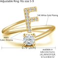 thumbnail image 2 of GHSDFBB Initial Letter Ring for Women Girls Gold Stackable Alphabet Rings with Initial Adjustable Crystal Inlaid Initial Rings Bridesmaid Gift, 2 of 6