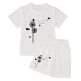thumbnail image 4 of Byoo Girls Dandelion Butterfly Print Outfit Set Short Sleeve Round Neck Tee Shirt Shorts Cloth Set Comfortable Sets, 4 of 4