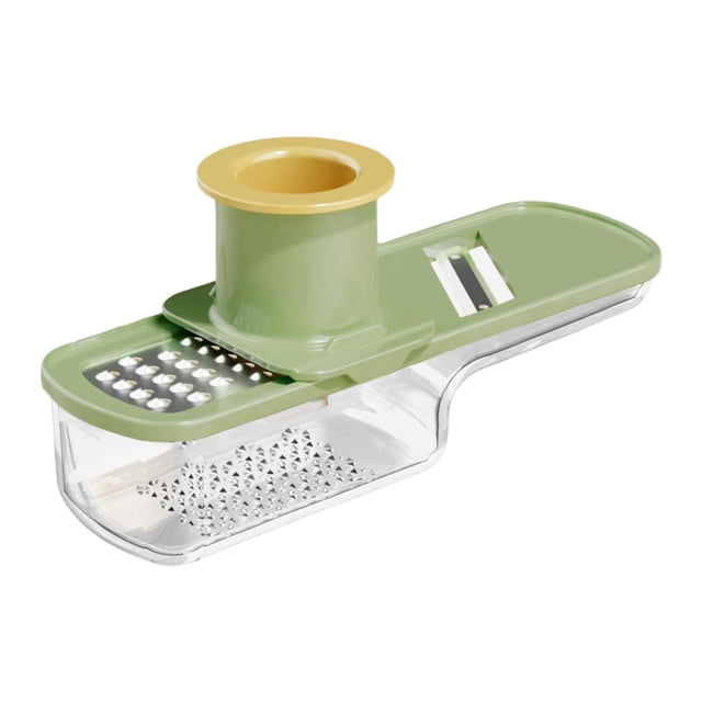 Rallador de jengibre y ajo, herramienta de cocina con recipiente, fácil de cortar, rallador de jengibre y ajo, rebanador portátil para comedor Verde