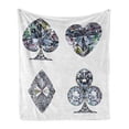 thumbnail image 1 of Diamond Soft Flannel Fleece Throw Blanket, Playing Cards Diamonds Hearts Clubs Spades Casino Theme Charm Art Graphic Design, Cozy Plush for Indoor and Outdoor Use, 60" x 80", White Grey, by Ambesonne, 1 of 6