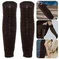 thumbnail image 4 of 2 unids invierno espesado medias calcetines de pierna calentadores de pierna de peluche caliente para al aire libre (café), 4 of 4