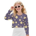 thumbnail image 3 of Xoenoiee Star Print Girls Crop Sweatshirt Fall Long Sleeve Pullover Round Neck Sweatshirt Fall Outfit, 13-14 Years, 3 of 7