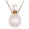 thumbnail image 1 of MasteelfCA Natural Crystal Fluorite Wishing Bottle Perfume Essential Oil Bottle Pendant Necklace Accessories Colorful Hanging Container (White, with Metal Chain), 1 of 7