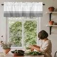thumbnail image 5 of White Geometric Gray Stripes Window Valance Curtain Modern Minimalist Rod Pocket Short Curtain for Living Room, Bedroom & Kitchen Window Decor 42x12in, 5 of 8