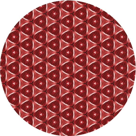 Ahgly Company Machine Washable Indoor Round Transitional Red Area Rugs, 8' Round