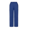 thumbnail image 5 of Fabrcox Women's Wide-Leg Scrub Pants - Stretch Trousers with Cargo Pockets, Elastic Waistband for Nurses ,Blue S, 5 of 6