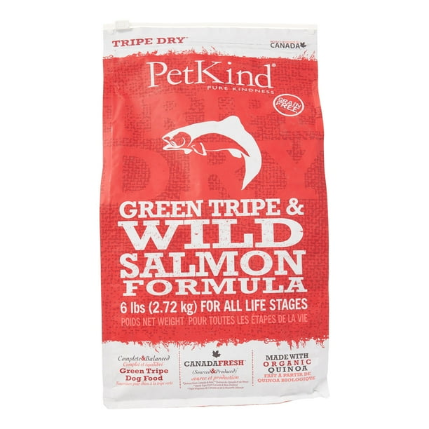 Petkind Tripe Dry GrainFree Green Tripe & Wild Salmon Dry Dog Food, 6