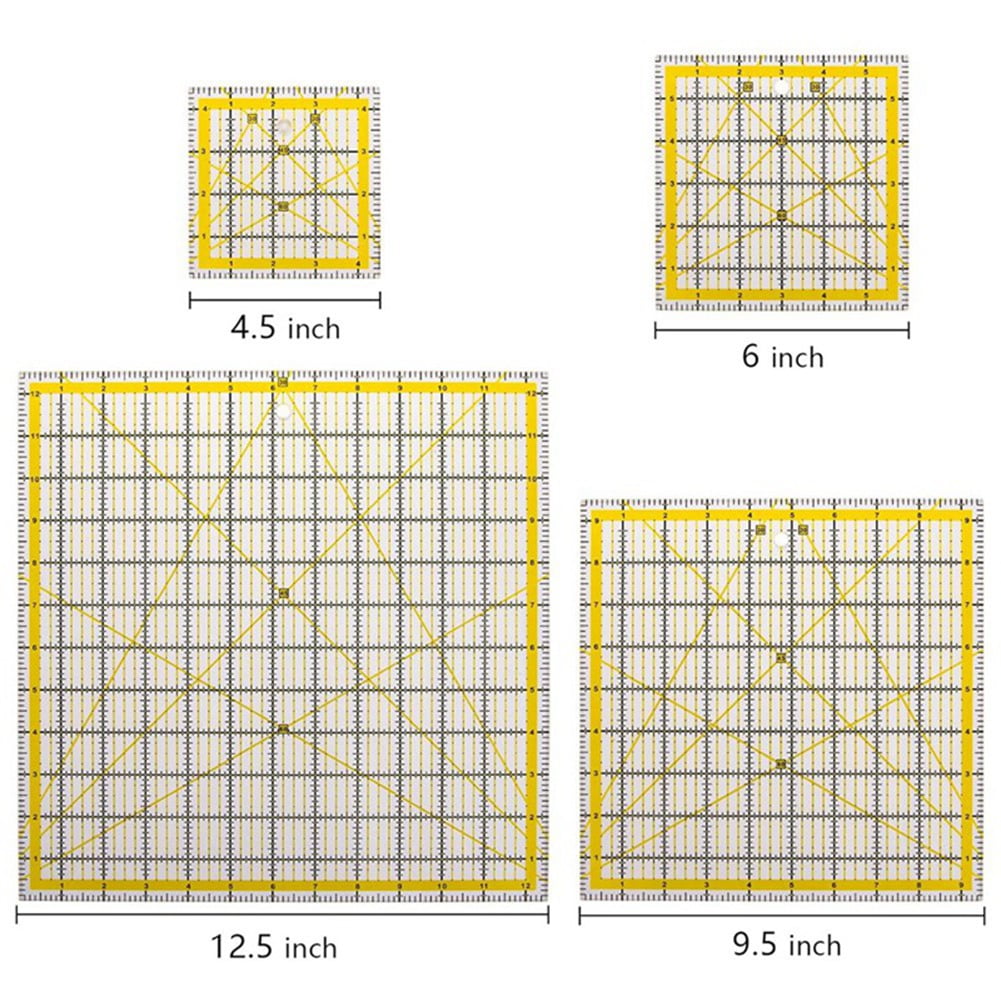 5 Pack Acrylic Quilting Ruler, Square Acrylic Quilter Ruler Fabric Cutting Ruler Clear Mark Acrylic Ruler