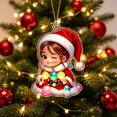 thumbnail image 5 of Christmas Flat Acrylic Ornaments, Cute Mini Hanging Pendants Xmas Tree Decorations, Car Interior Rearview Mirror Hanging Decor Festive Small Gift, B, 5 of 6