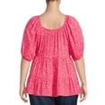 thumbnail image 2 of Terra & Sky Women's Plus Size Puff Sleeve Square Neck Babydoll Top, 2 of 5