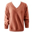 thumbnail image 4 of Solid Color Oversized V Neck Casual Versatile Knitted Pullover Sweater Soft Comfortable Everyday Wear For Fall Winter Fashion, 4 of 5