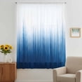 thumbnail image 3 of Blue Ombre Stripe Sheer Curtains 54 Inches Long, Abstract Art Gradient Watercolor Light Filering Curtains, Breathable Simi Curtain Privacy Drapes for Kitchen Bathroom Small Window Treatment, 3 of 9