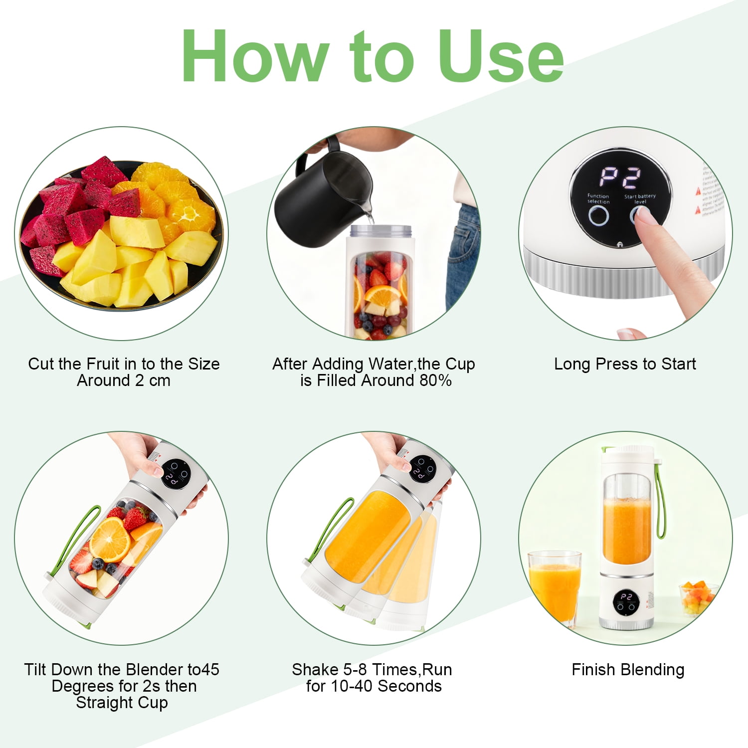 Portable Blender for Shakes and Smoothies,450mL HopePow Kitchen USB Rechargeable Shaker Juicer Blender 12 Sharp Stainless Steel Blades Cordless Personal Portable Small Blender for Smoothies,Kitchen