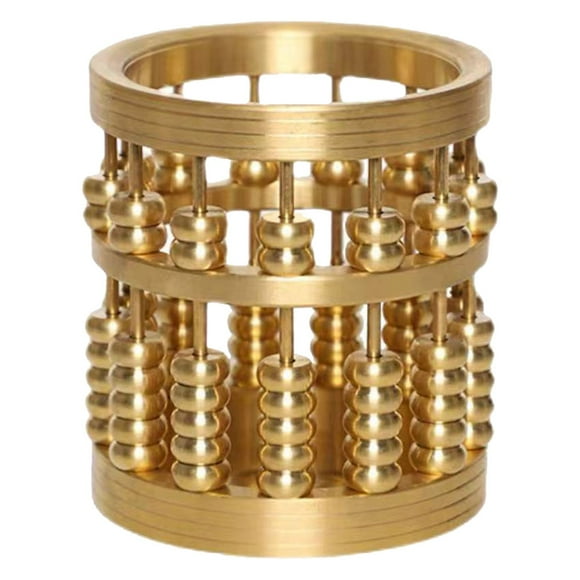 Brass Abacus Pen Holder Chinese Style Metal Pen Holder Desktop Abacus Shaped Craft Decor