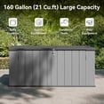 thumbnail image 4 of Aoxun Horizontal Storage Sheds 21 Cu.ft, HDPE Outdoor Storage Box 160 Gallon, Waterproof Lockable Resin Deck Box with Spring-Assisted Lid, Patio Storage for Garden, Pool, Cushions, Tools, Gray, 4 of 8