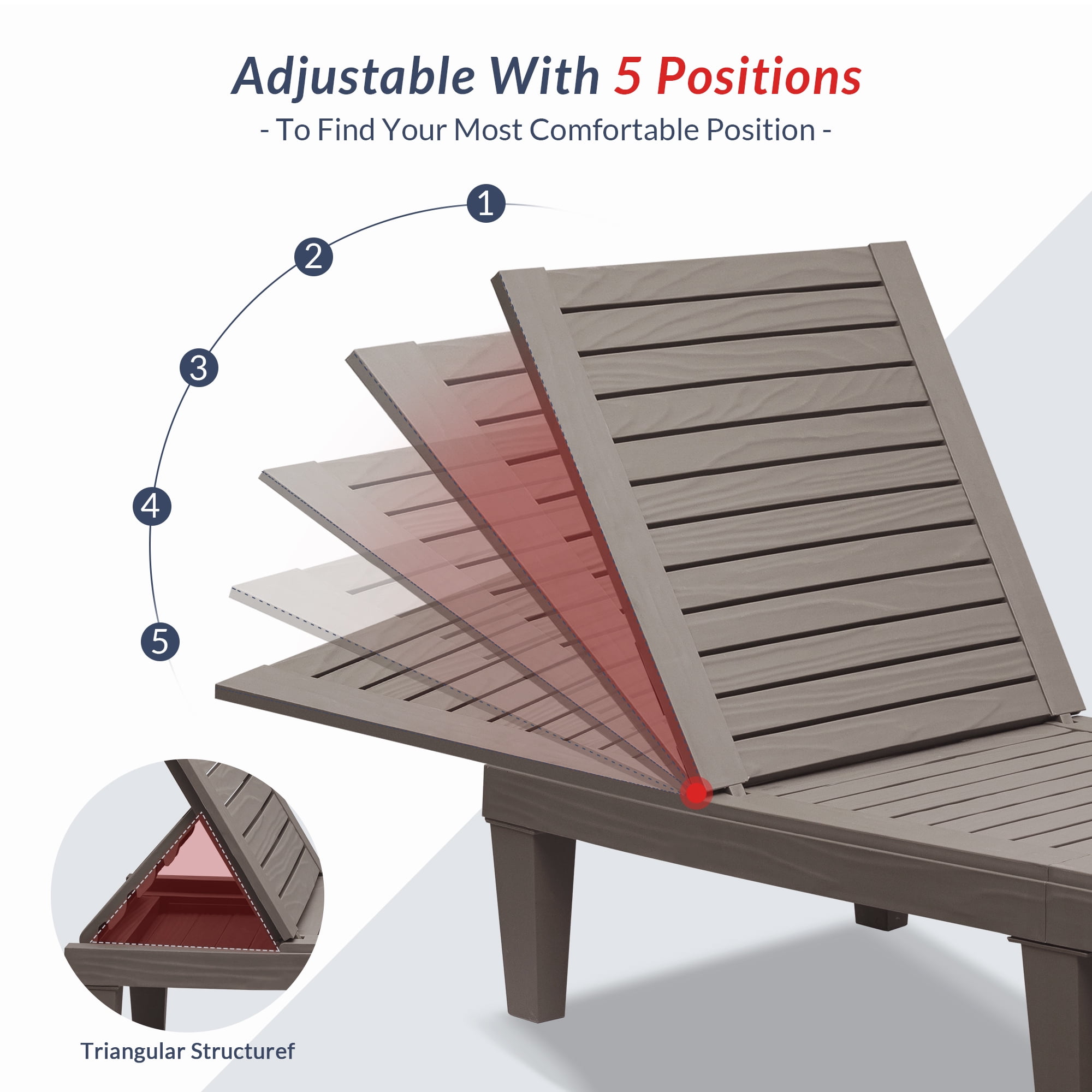BELLEZE Modern Outdoor Chaise Lounge For Pool Seating Resort