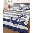 thumbnail image 3 of Quilts Twin Size, Anchor Gray Soft Comforter Bedding Set for Bed, Modern Navy Blue White Striped Nautical Lightweight Quilted Bedspread with Pillow Cover(2 Pieces) for All Season, 68x86 Inch, 3 of 6