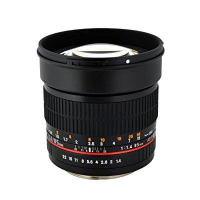 Built In Camera - Rokinon AE85M-C 85mm F1.4 Aspherical Lens with Built in AE Chip for Canon DSLR Cameras (Black)