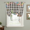 thumbnail image 2 of Easter Gnomes Balloon Curtains for Living Room/French Door, Spring Watercolor Bunny Tulip Black Plaid Tie Up Curtains 63 Inch Length Energy Saving Kitchen Curtains Shades for Windows 42"x63", 2 of 8
