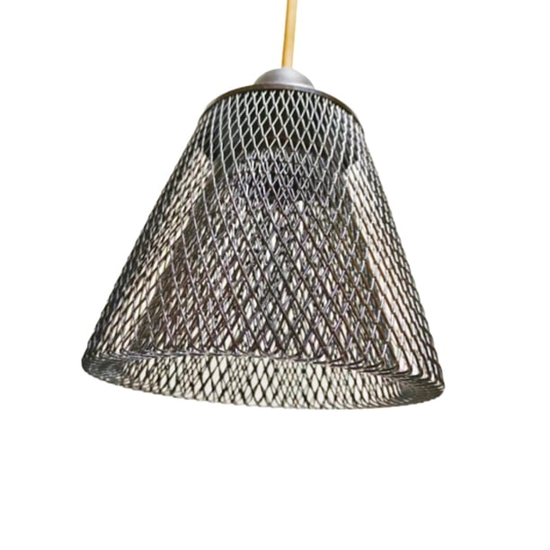 Pantalla de lámpara colgante de hierro Yuyangstore Pantalla tejida trapezoide negro