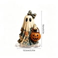 thumbnail image 2 of JVBTVB Acrylic Ghost Ornament Halloween Tabletop Decor Cute Blue Floral Ghost Figurine with Pumpkin Bucket for Mantel Shelf Fall Home Party Display, 2 of 6