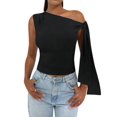thumbnail image 1 of Women'S Ruched One Off the Shoulder Tank Tops Asymmetrical Neck Tie Shoulder Going Out Top, 1 of 9