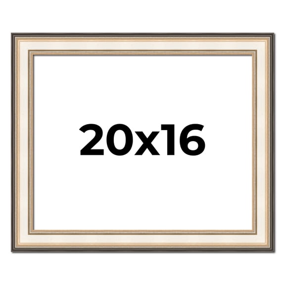 20x16 Frame Gold Silver Plein Aire 2" Inch Wide Moulding Solid Wood Picture Frame | Modena
