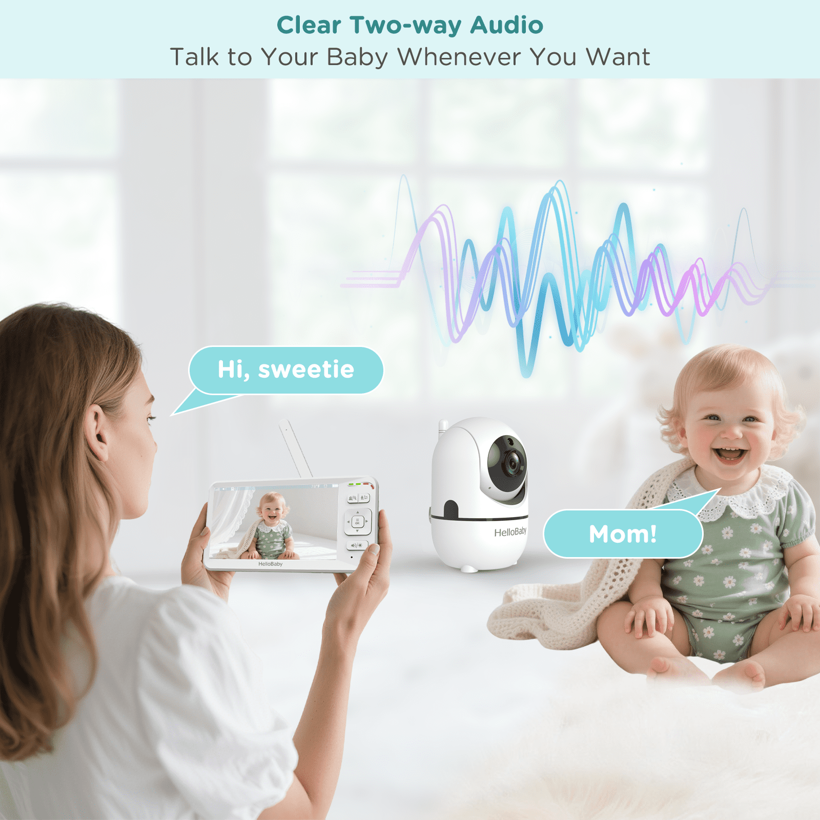HelloBaby Baby Monitor with Camera and Audio, No WiFi Baby Monitor with 6'' IPS Screen, 30 Hrs Battery Life, Remote Pan/Tilt/Zoom Camera, 150 Languages Support, Ideal for Baby/Elderly/Pet Monitoring