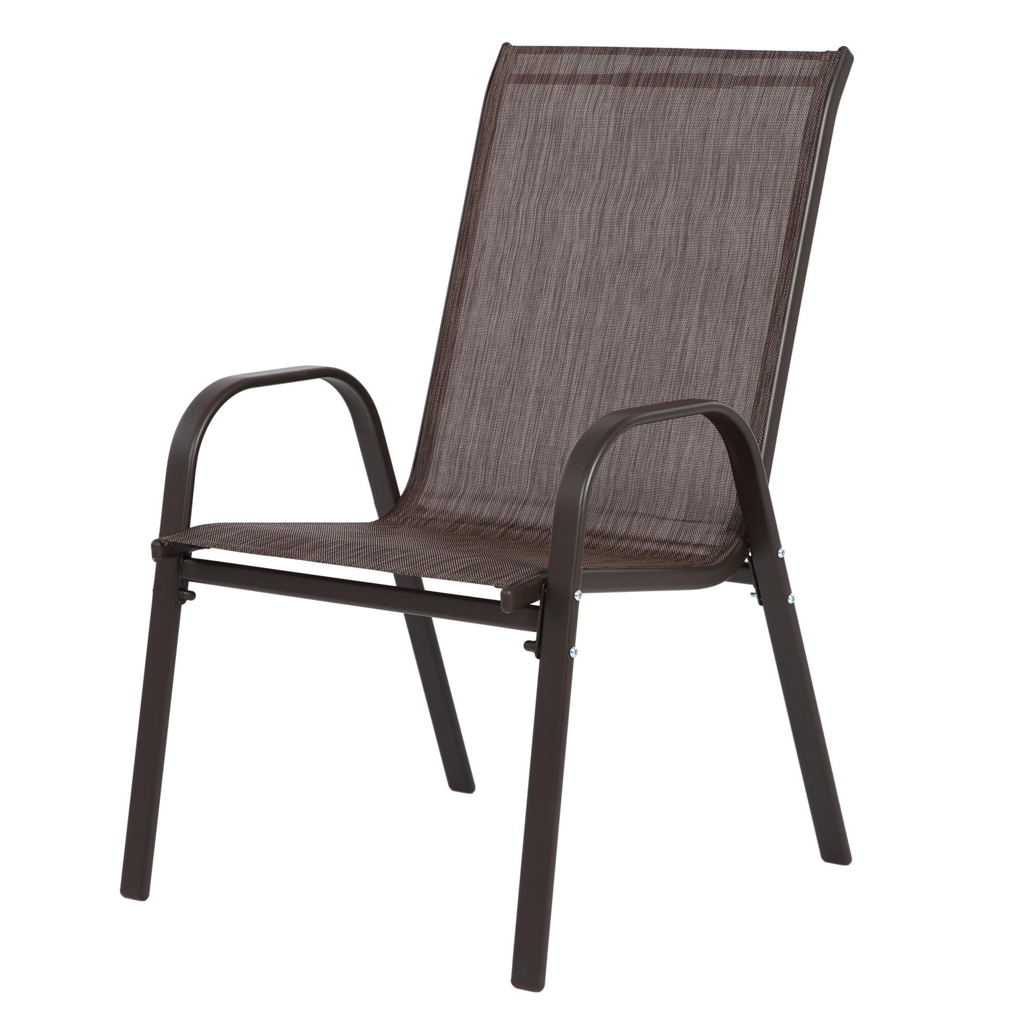 Sailvan Set of 6 Outdoor Patio Chairs,Breathable Textilene Garden Dining Chairs with Armrest and High Backrest Brown