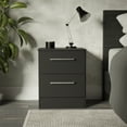 thumbnail image 3 of Kappesberg Jolyne 2-Drawer Nightstand Set of 2, Modern Black Bedroom Storage - for Adults and Teens, 3 of 8