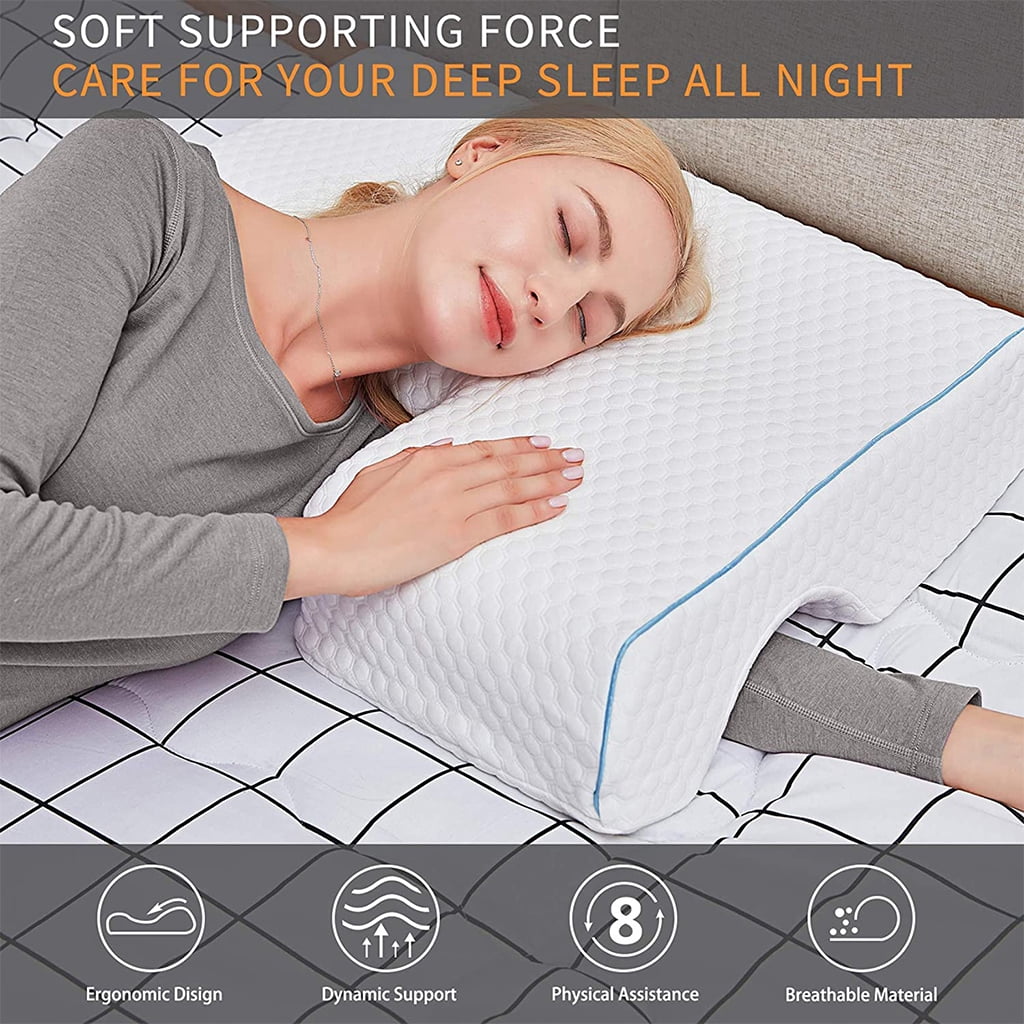WINDLAND Couples Pillow with Arm Rest Memory Foam Anti Hand Pressure Neck Pain Relief Arched Sleeping Cuddle Cervical Cushion for Side Sleepers