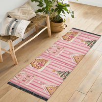 Yayeee Runner Rug for Bedroom 2'x6' Machine Washable Hallway Non Slip Mat, Gingerbread Houses