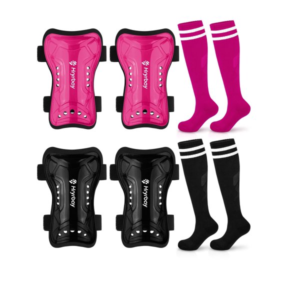 Hryrbay Set de espinilleras y calcetines de fútbol para niños
