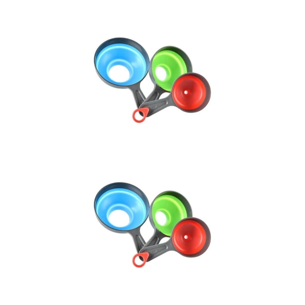 Kearding Embudo plegable de silicona telescópico, tarro de boca ancha, latas, especias, difusor de conservas para el hogar plegable para 3 piezas 2Conjunto