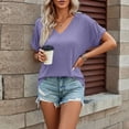 thumbnail image 5 of Open Back Athletic Tees For Women Quick Dry Casual Comfy Yoga Tops Crew Neck Short Sleeve Tunic Tops (XL, Purple), 5 of 7