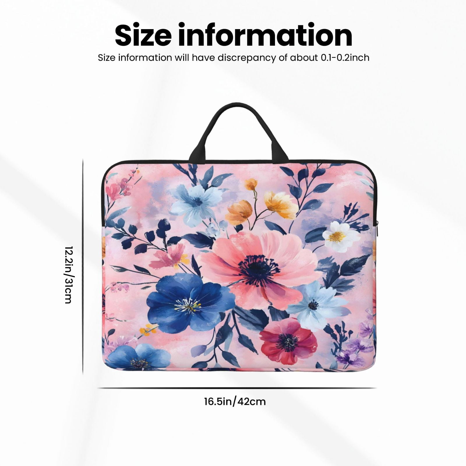 Laptop Sleeve Bag For Women Men 14inch Waterproof Durable Protective Computer Carrying Cover Handle Laptop Case Bag Flowers (8)
