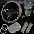 thumbnail image 2 of 8pcs Bling Car Accessories for Women, Bling Steering Wheel Cover Bling Car Coasters Bling Set Seat Belt Shoulder Pads Ring Emblem Sticker Gear Shift Cover, 2 of 22