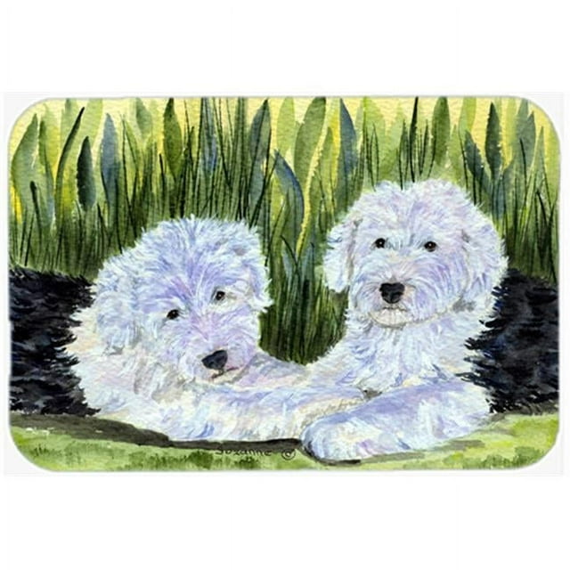 Carolines Treasures SS8282LCB Old English Sheepdog Glass Cutting Board- Large