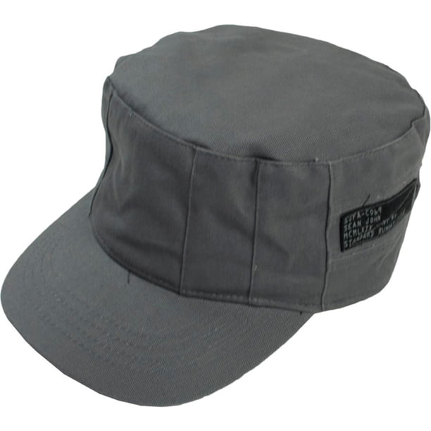 Sean John Mens Standard Runway Issue Snap Back Military Hat, Gris, L/XL