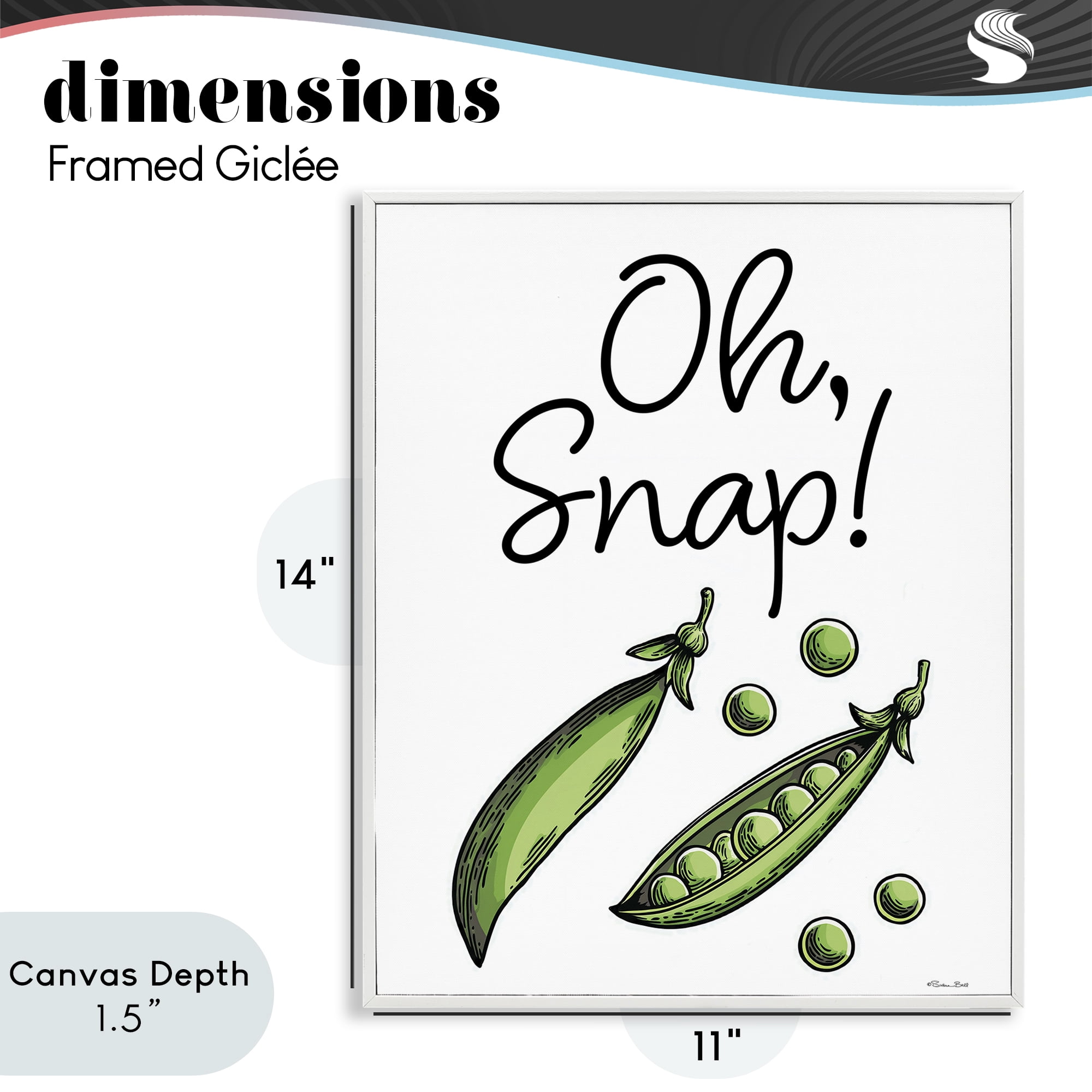 Stupell Industries Oh Snap Peas White Framed Giclee Art, design by Susan Ball